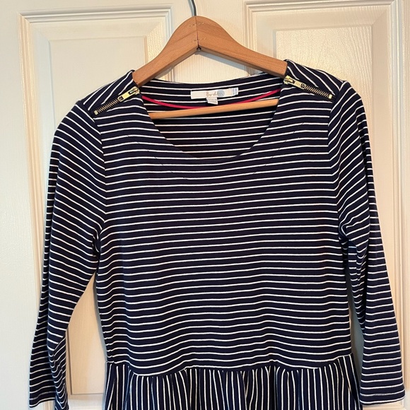 Boden Navy and White Striped 3/4 Sleeve Dress - Picture 2 of 8